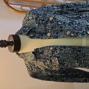 Chico's Blue Floral Jean Jacket